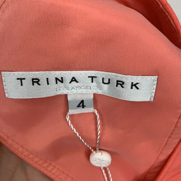 Trina Turk Size 4 Jumpsuit Josephine Coral Ruffle Cold Shoulder Trouser Coral - Picture 4 of 12